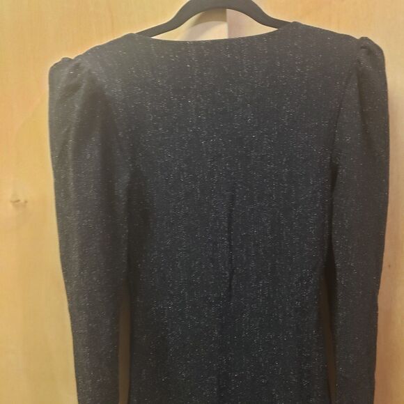 GUESS Cardi Metallic Puff Sleeve Dress Color-Black Size XS - Picture 9 of 9